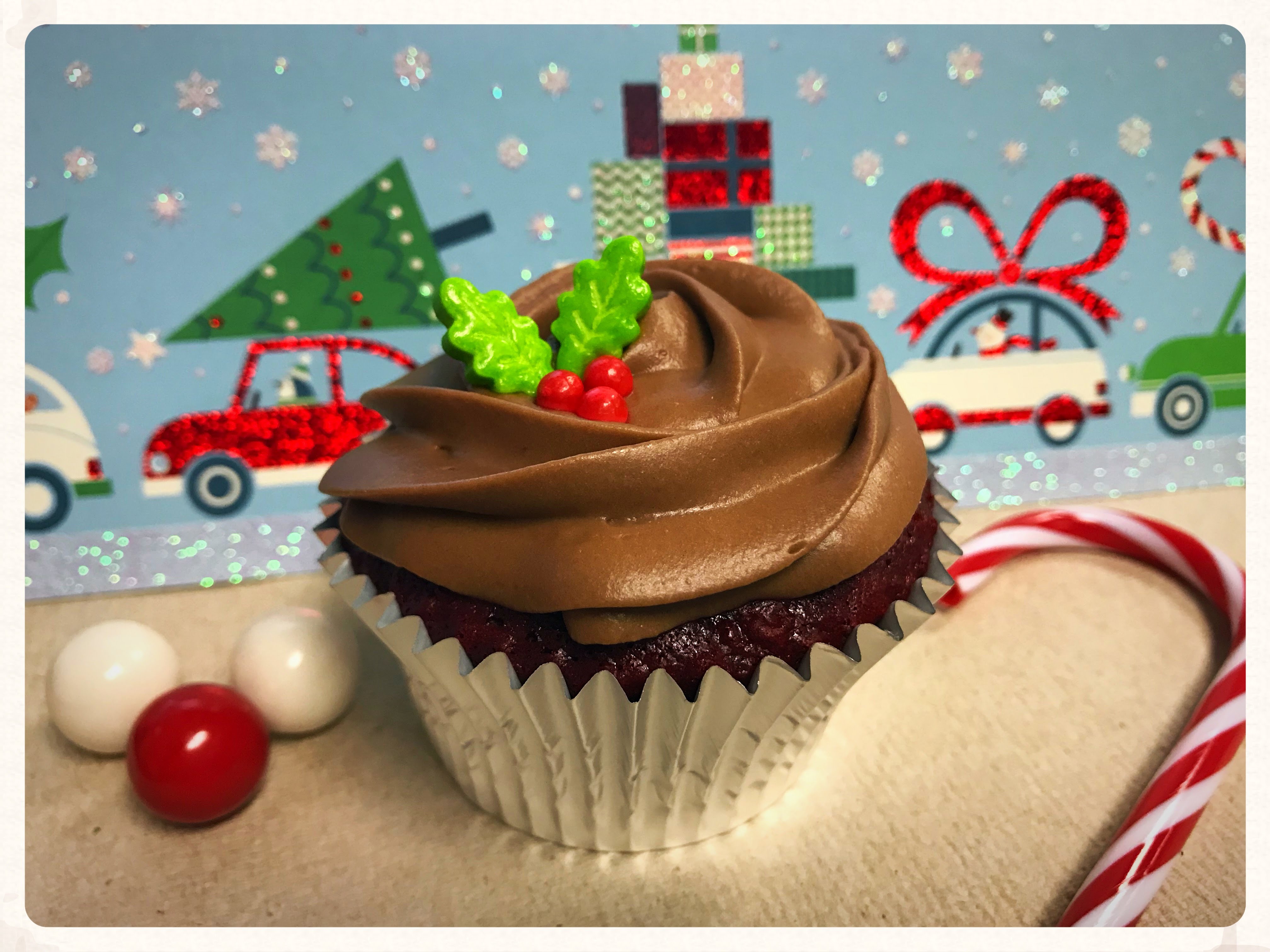 Chocolate Frosting Christmas Cupcake