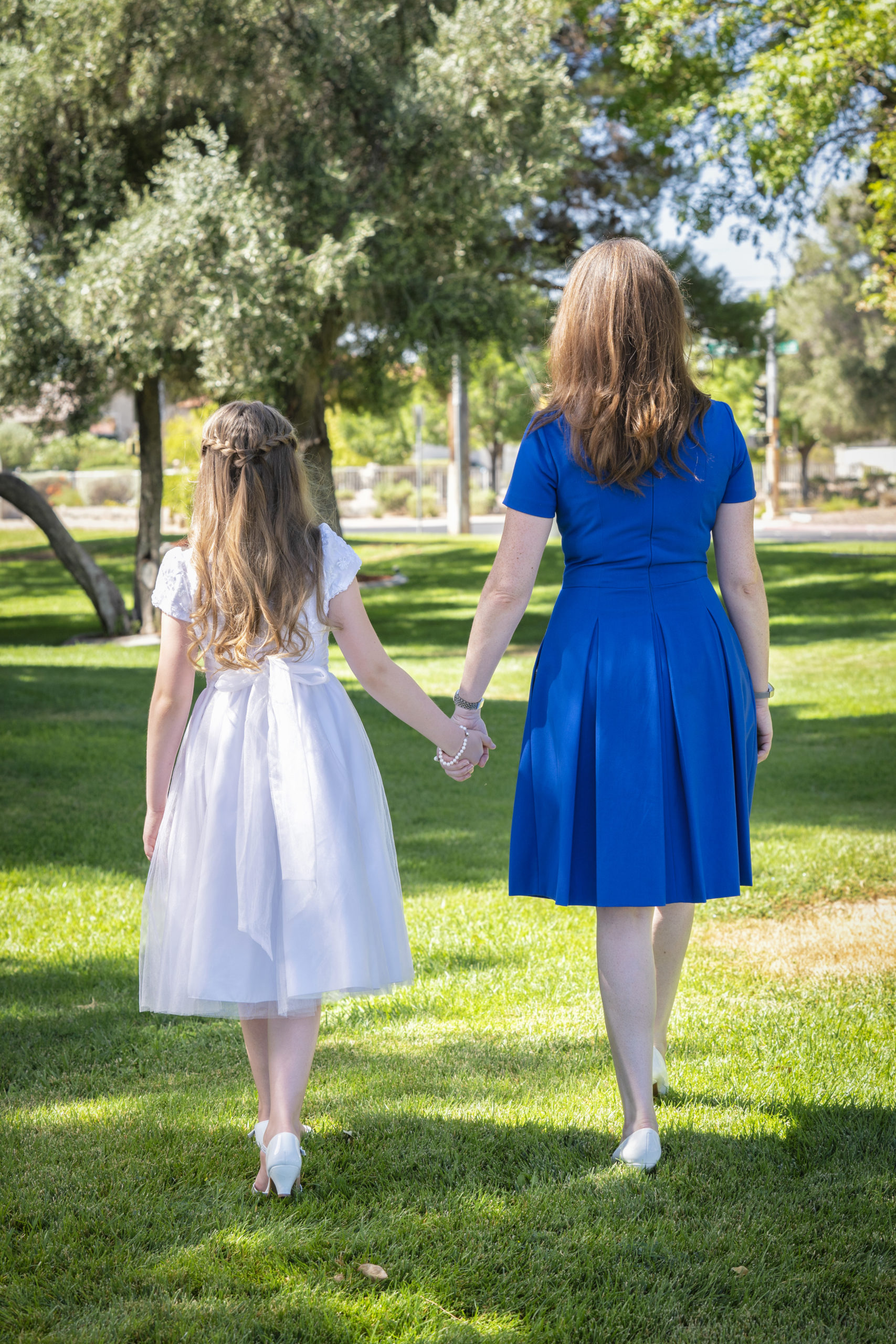 mother and daughter walking