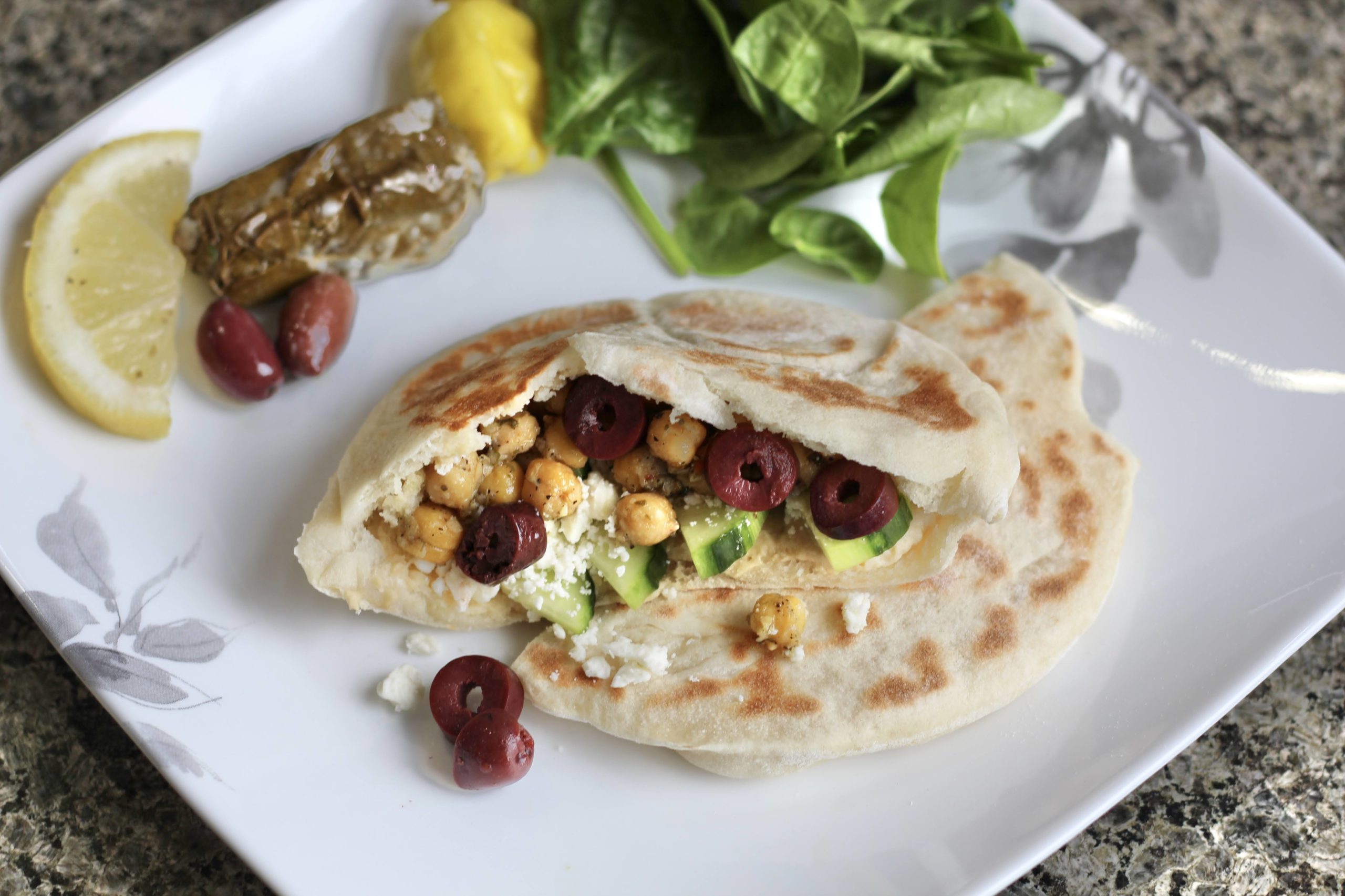 plated vegetarian pita