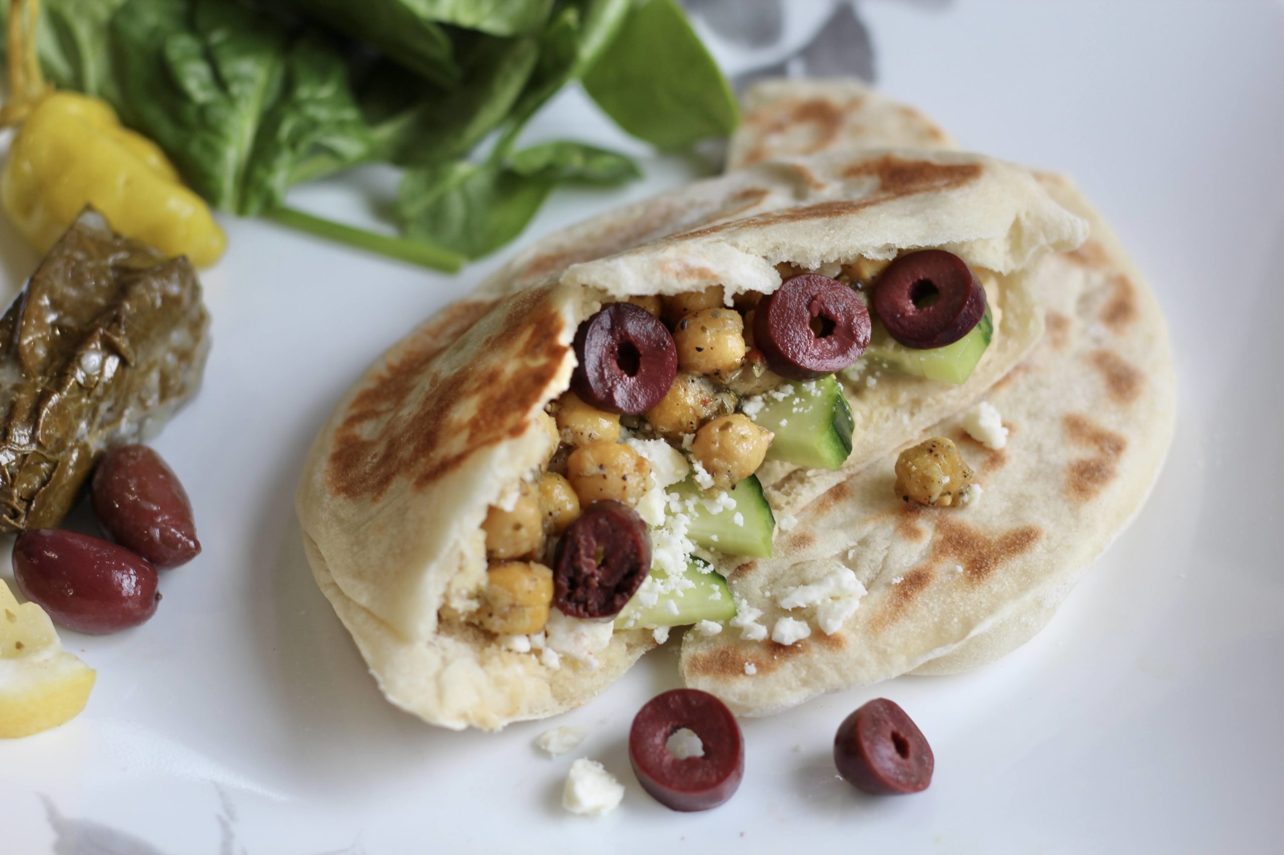 plated vegetarian pita